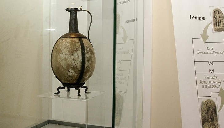 Кана от щраусово яйце е изложена в Русенския музей Кана от щраусово яйце е изложена в Русенския музей