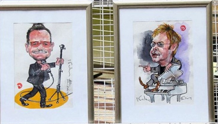 Шаржове в изложба "Забранено за политици" красят фоайето на РУ Шаржове в изложба "Забранено за политици" красят фоайето на РУ