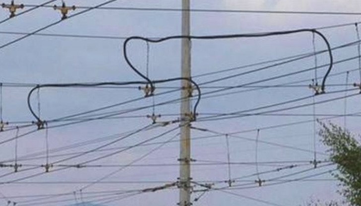 Две коли се "оплетоха" в скъсана тролейбусна жица по бул. "България" Две коли се "оплетоха" в скъсана тролейбусна жица по бул. "България"