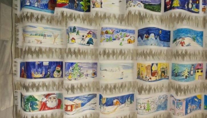 Коледна картичка, дълга един километър, изработена в продължение на 3 години от ученици от столичното 143 Основно училище "Георги Бенковски" Коледна картичка, дълга един километър, изработена в продължение на 3 години от ученици от столичното 143 Основно училище "Георги Бенковски"