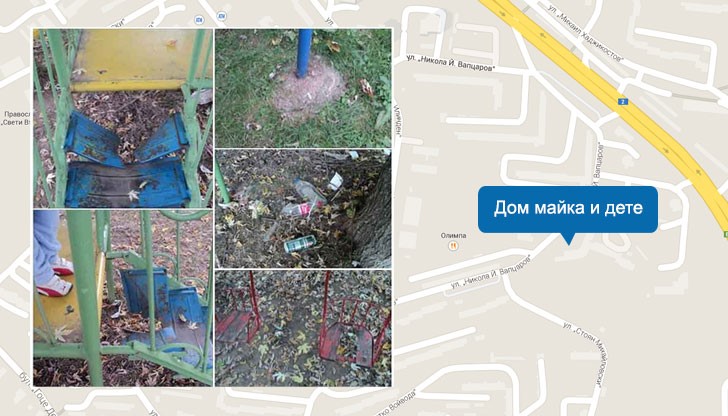 Детска площадка, която се намира в Дом майка и дете