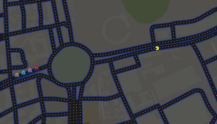 Компанията превърна Google Maps в ниво от култовата телевизионна игра Pac-Man Компанията превърна Google Maps в ниво от култовата телевизионна игра Pac-Man