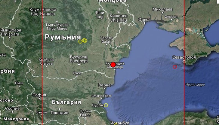 Заметресение е регистрирано тази вечер в близост до Констанца в Румъния
