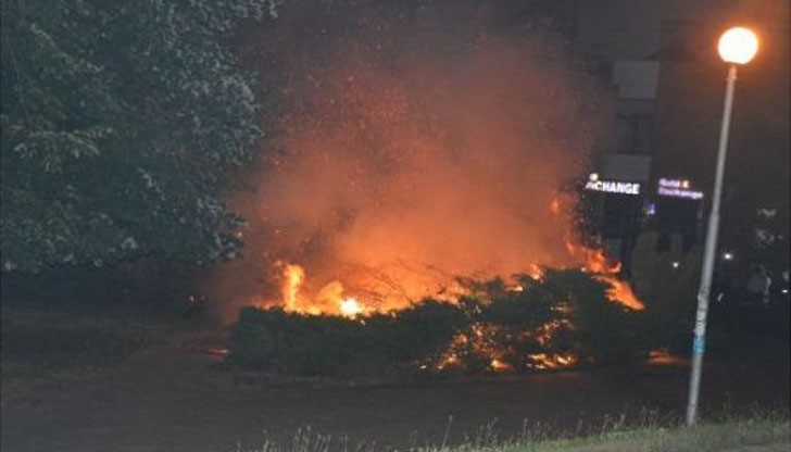Дефектен фойерверк предизвика пожар в централния парк на Кърджали