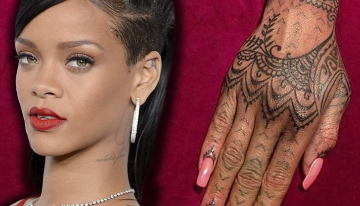 Риана има истински татуировки, сред които наподобяваща индийски рисунки с кана на ръката