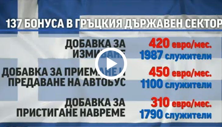 Бонусите, които се раздават в държавния сектор на Гърция, са над 137 вида