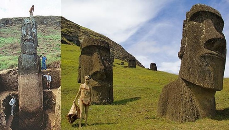 Огромните каменни статуи, разположени на Великденския остров ...