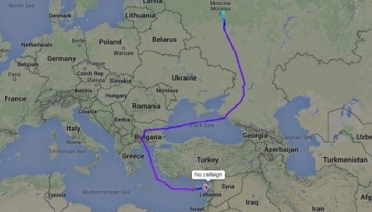 Руски самолет ИЛ-62М, натоварен с хуманитарна помощ за Сирия, е преминал над България и е кацнал в Дамаск