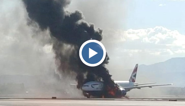Самолет на British Airways се възпламени на летището в Лас Вегас