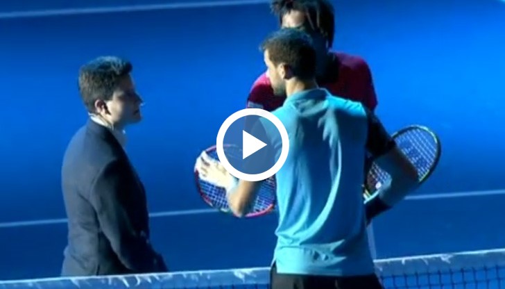 Гришо пласира два много добри сервиса, а спечели първия гейм с ас