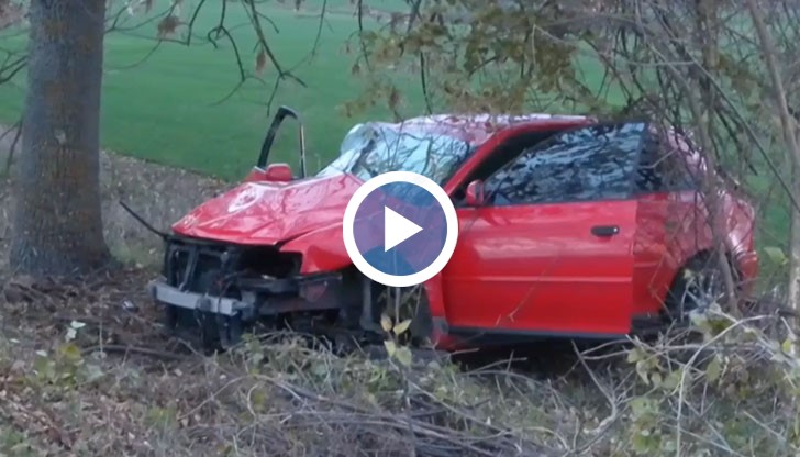 На ляв завой мъжът без шофьорска книжка изгубил контрол над колата