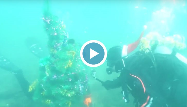Група руски водолази поставиха украсена елха на дъното на морето