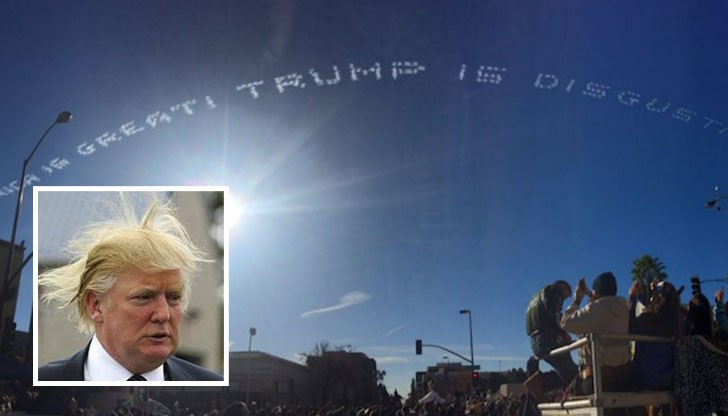 По време на парада на розите в Калифорния пет самолета изписаха в небето „Тръмп е отвратителен