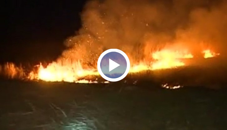 Пожарът се вижда от високата част на Тутракан, а над града падат сажди