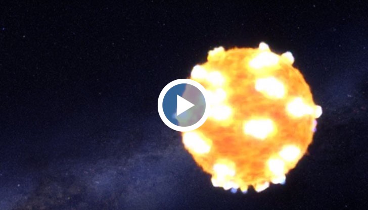 Анимация на свръхнова, която показва шоковите вълни на експлоадираща звезда