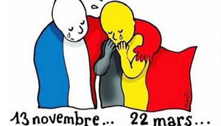 Френският карикатурист Плантю изобрази терора в столицата на Европа с карикатура
