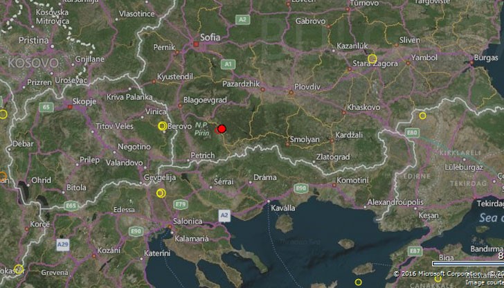 Земетресението е в Пирин планина, между Благоевград и Петрич, в близост до Банско