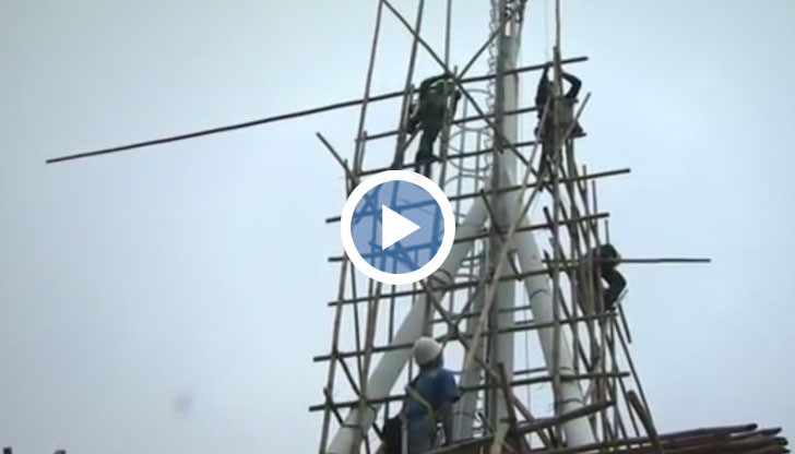 Някои от съоръженията от бамбук са високи над 80 етажа