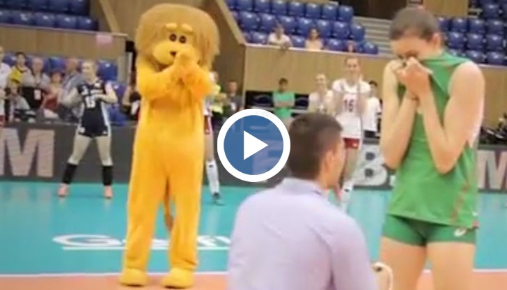 Коя е волейболистката, която се сгоди на терена?