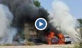 Огромен пожар погълна коли на паркинг до плажа в Сарафово