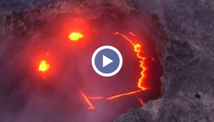 При полет над изригващия вулкан Килауеа в Хавай се видя тази огнена усмивка