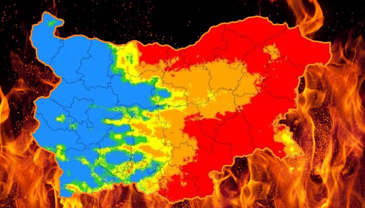 14 области на страната е обявена най-високата степен на риск от пожари