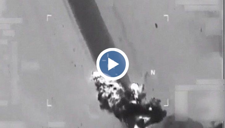 Въздушният снаряд настига камион на терористите и го вдига във въздуха