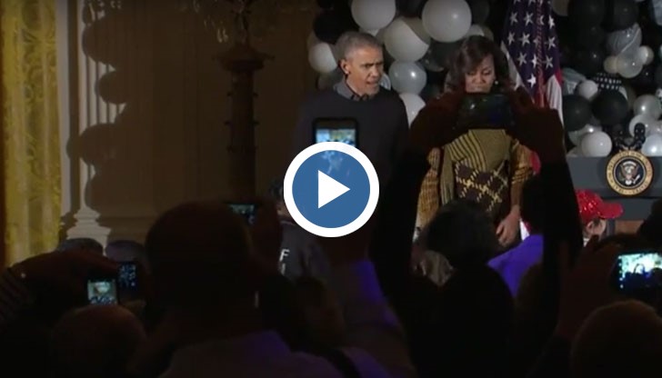 Мишел и Барак танцуваха заедно с ученици, маскирани като зомбита, под звуците на “Трилър” на Майкъл Джексън