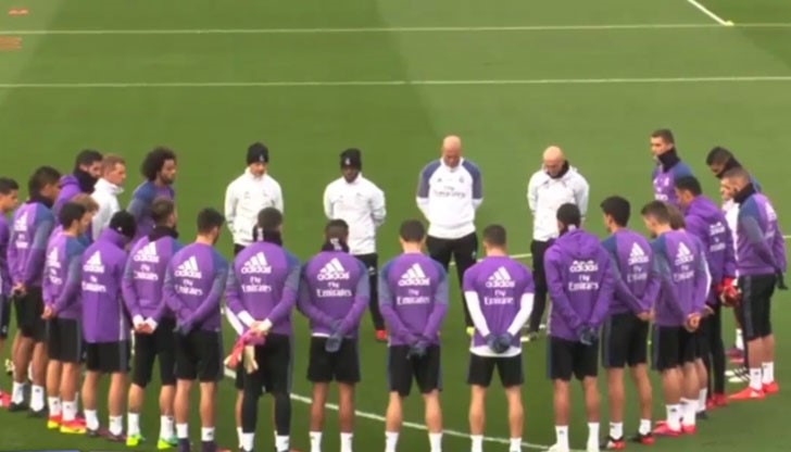 Играчите на Луис Енрике и Зинедин Зидан запазиха минута мълчание преди старта на днешните си тренировки