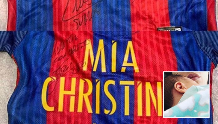 Меси, Неймар и Луис Суарес изпратиха на малката Миа фланелка с автографи