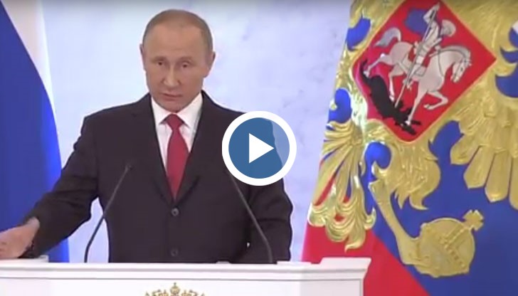 Президентът на Русия Владимир Путин произнася пред Федералното събрание традиционното си годишно послание