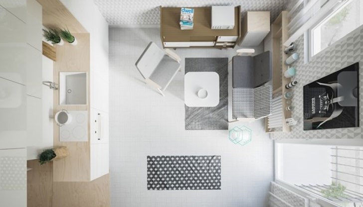 Дизайнерите Piotr Matuszek & Gosia Czarny създадоха интериор за едностаен апартамент с площ 20 кв.м.
