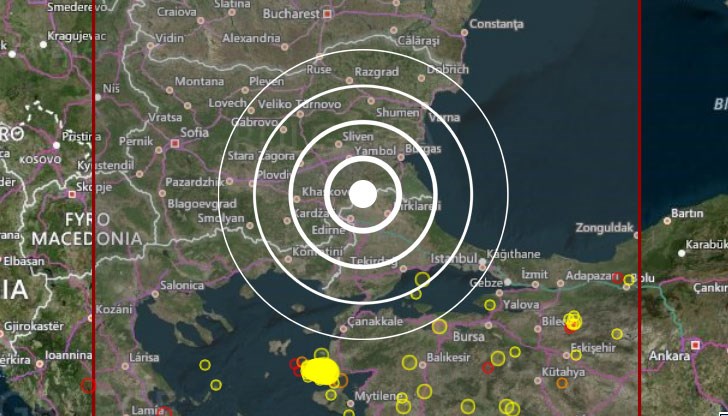 Земетресение разклати южната ни граница днес в 16:54 часа Земетресение разклати южната ни граница днес в 16:54 часа