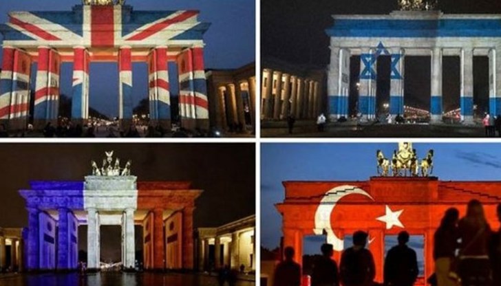 Бранденбургската врата в германската столица Берлин не беше осветена в цветовете на руското знаме