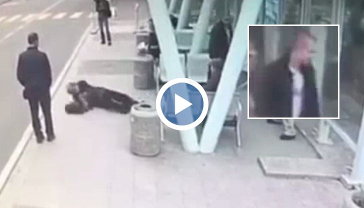 Охранителна камера е заснела как мъж рита възрастна жена