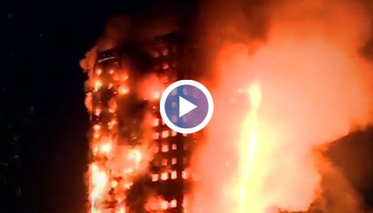 27-етажен блок гори, има блокирани хора в него