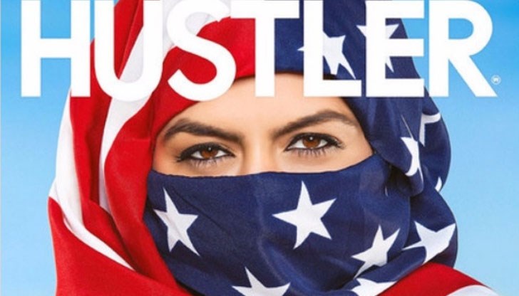 Жена с разголена гръд с хиджаб в цветовете на US-флага