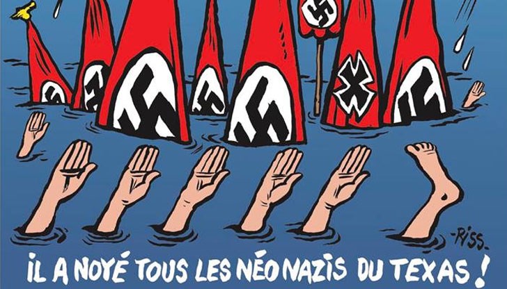 Френското сатирично издание публикува карикатура за урагана "Харви"