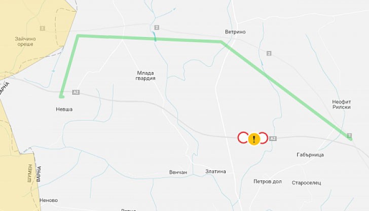 Ограничено e движението при 385-ти километър на АМ ”Хемус” в двете посоки Ограничено e движението при 385-ти километър на АМ ”Хемус” в двете посоки