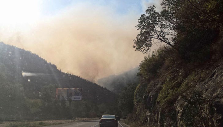 Димът от пожара се вижда на международния път Е79, а пламъците са близо до жп линията