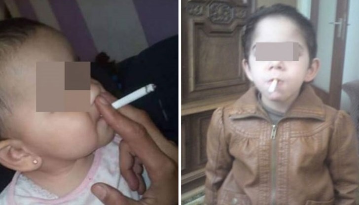 Циганин от Лом публикува снимки на децата си със запалени цигари в уста