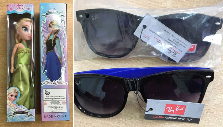 Голямо количество слънчеви очила, детски кукли и спортни облекла задържа Митница Варна