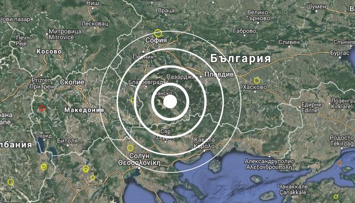 Трусът е регистриран снощи в 23:43 часа Трусът е регистриран снощи в 23:43 часа