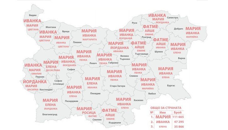 Фатме е най-популярното женско име в четири области