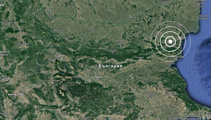 Епицентърът на земетресението е на 38 км западно от Варна