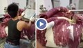 Китаец разточва „телешко“ месо като килим
