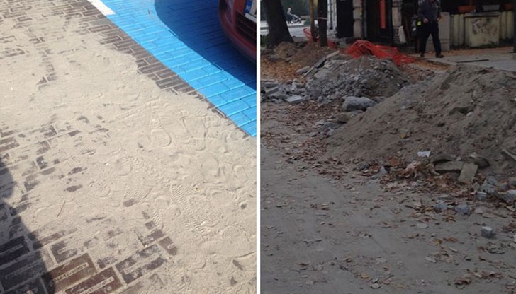 Централната част на град Русе, пострадала от "ремонти" и "реконструкции", тъне в прахоляк, пясък и строителни отпадъци