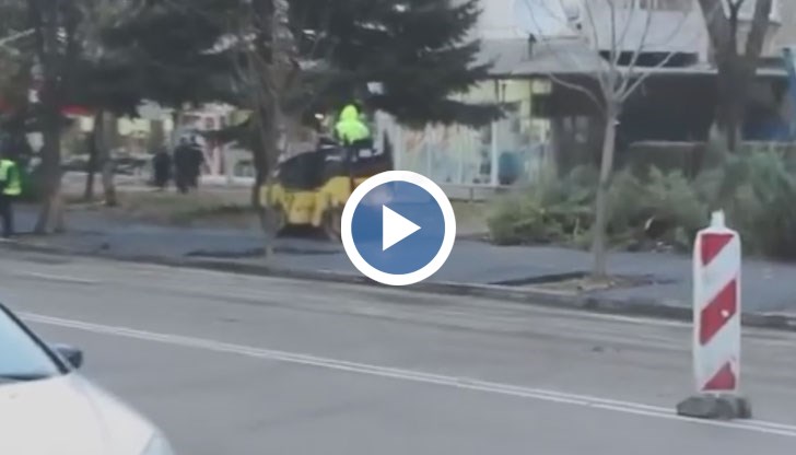 Шуменска фирма асфалтира тротоар на улица “Борисова”, а под асфалта – помия