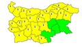 Жълт код за 24 области в страната