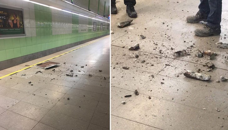 Част от тавана на метростанция „Западен парк” падна на перона
